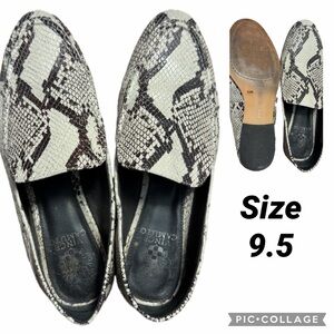 Vince Camuto Snake Print Flats - Black and Cream